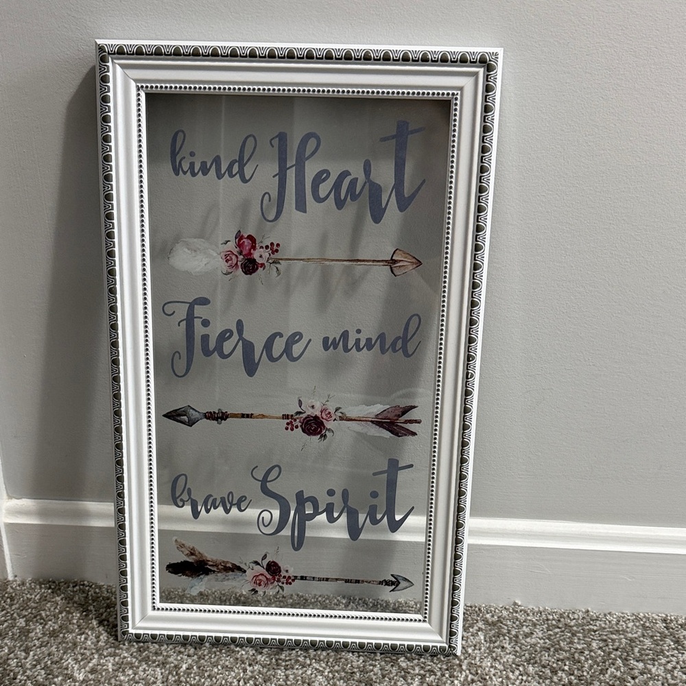 Inspirational Framed Wall Art with Arrows - White and Gray